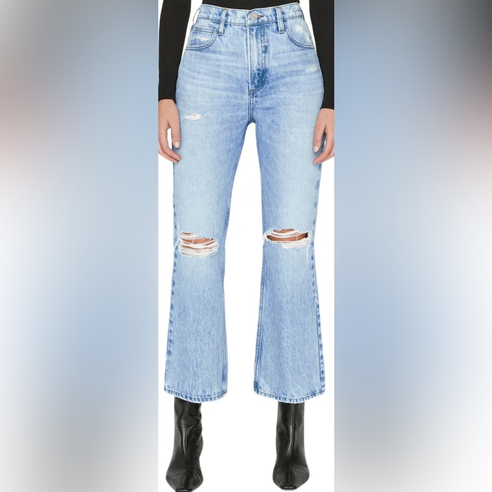 Frame Le High ‘N’ Tight Crop Mini Boot Distressed‎ Jeans Light Wash Size 31 NWT